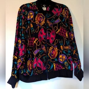 PI LA Equestrian Multicolor Bomber Zip Up Jacket